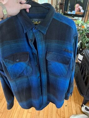 Cabela's Blue and Black Plaid Button-Down Shirt